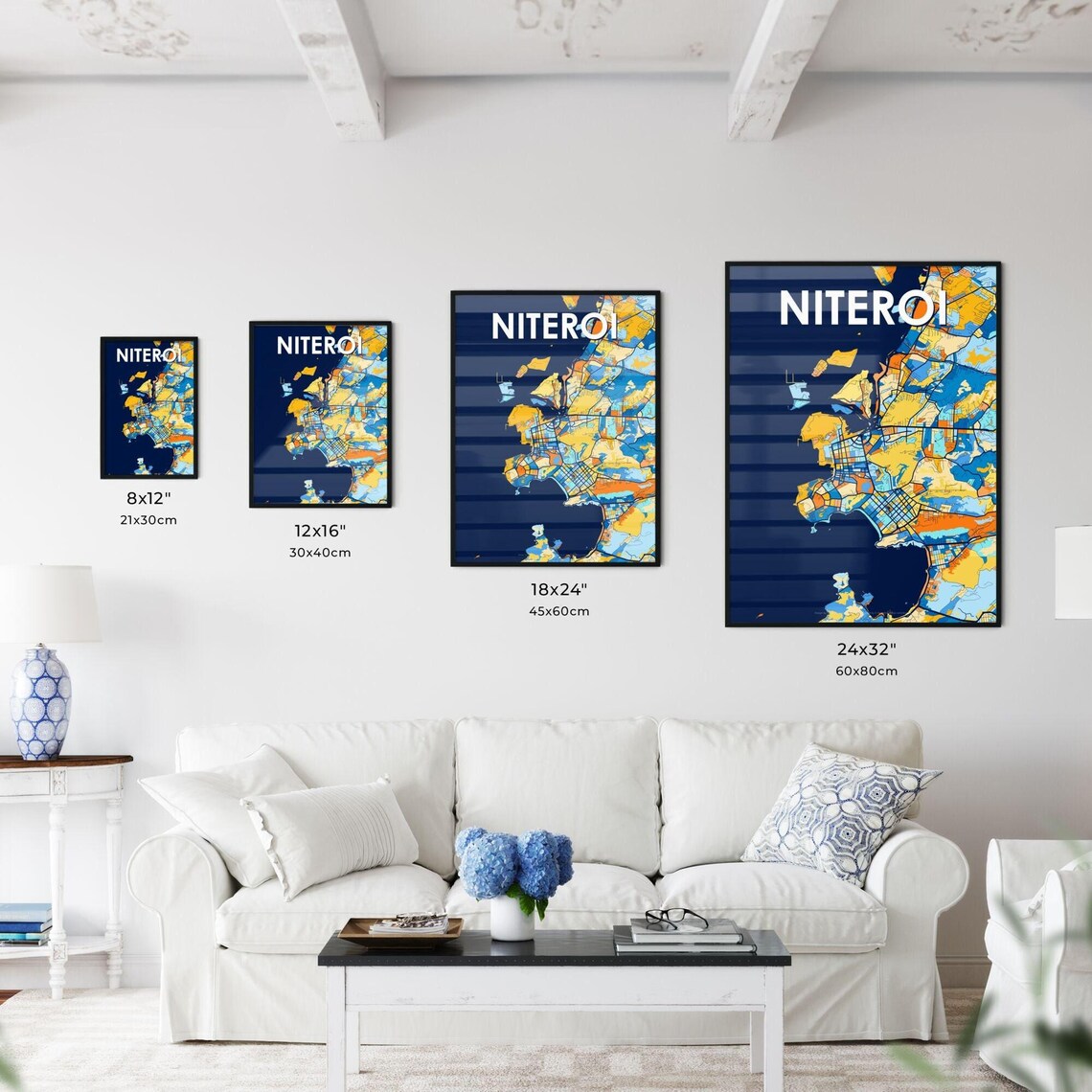 Niteroi Brazil Colorful Modern City Street Map Travel Decor Poster - Image 3