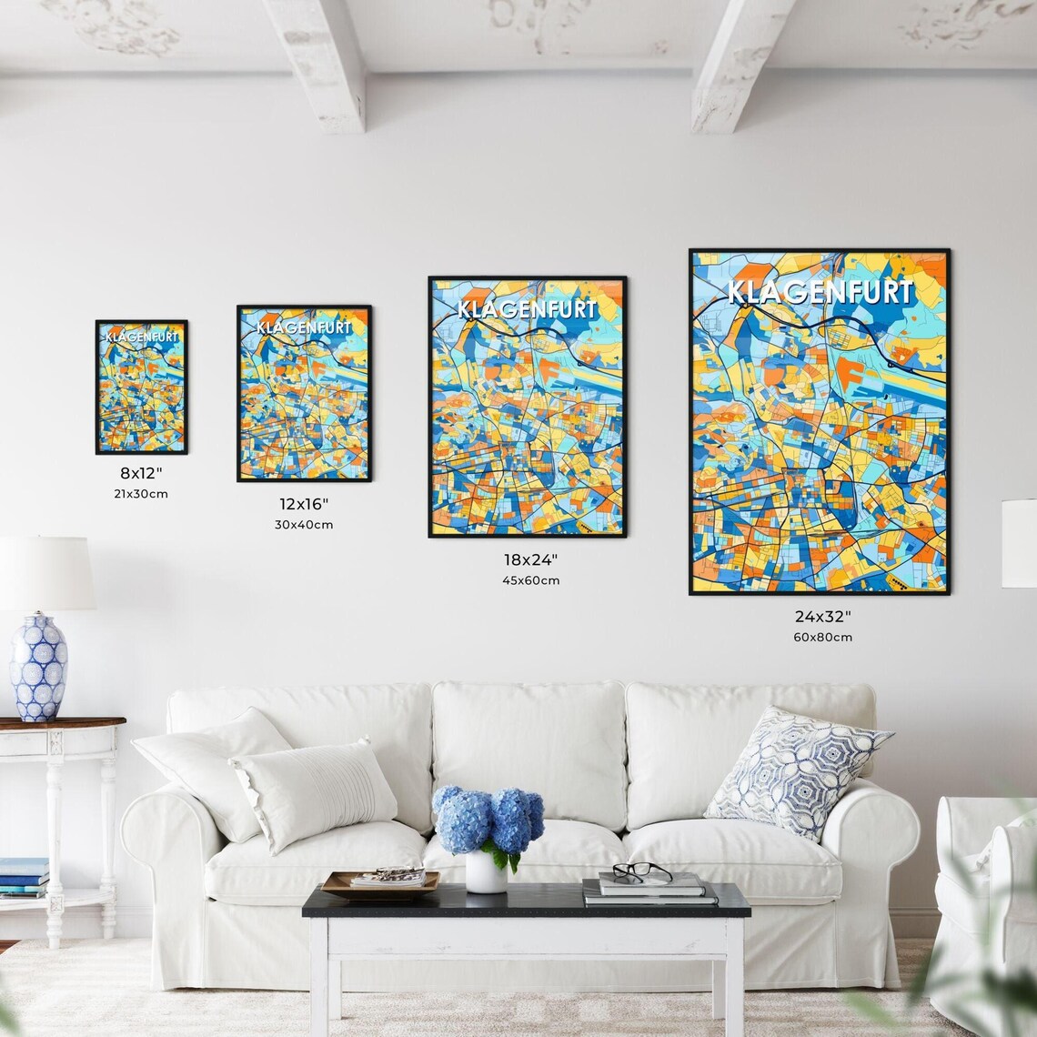 Klagenfurt Austria Bold Vibrant Geometric City Map Art Poster - Image 3
