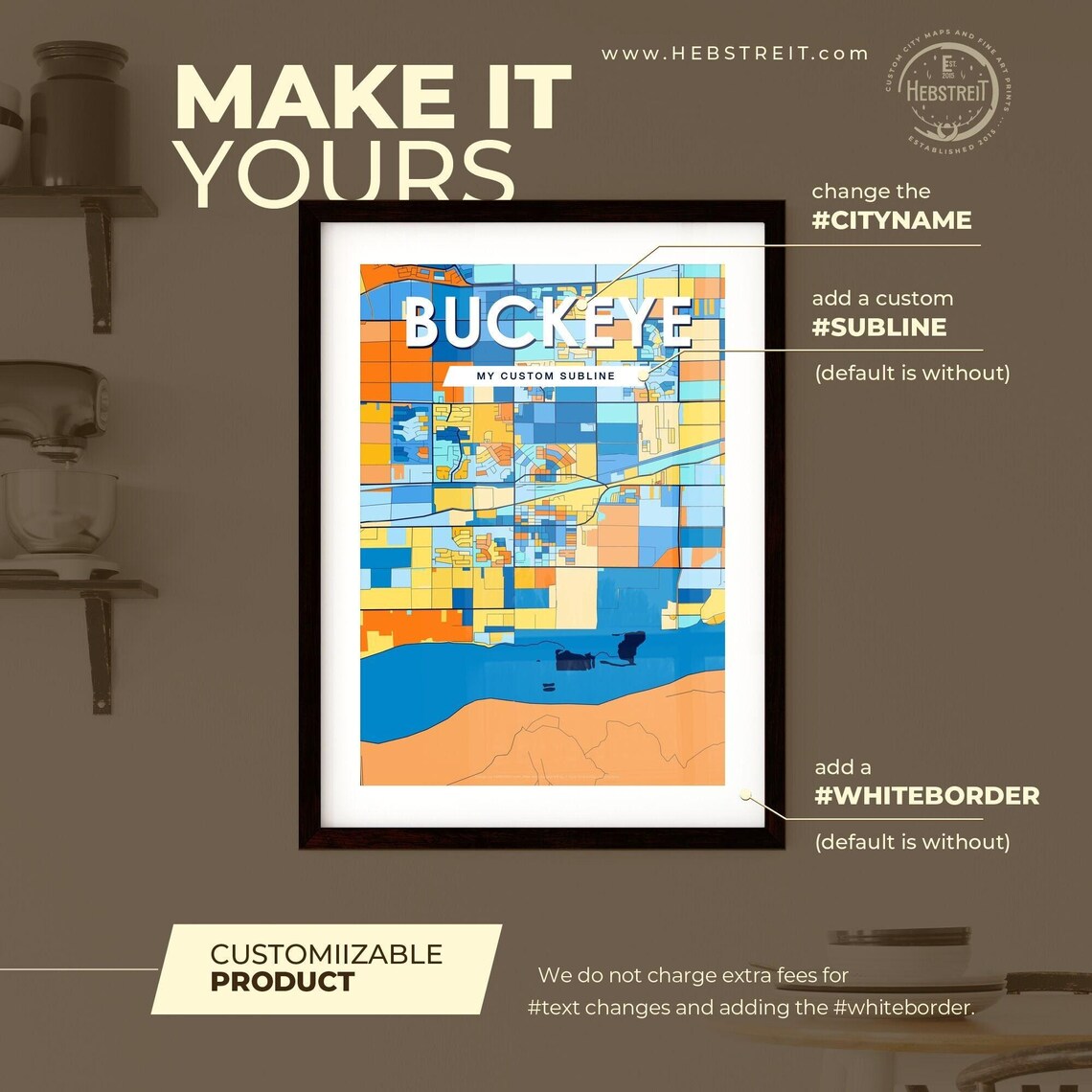 Buckeye Arizona Colorful Geometric City Street Map Art Poster - Image 2