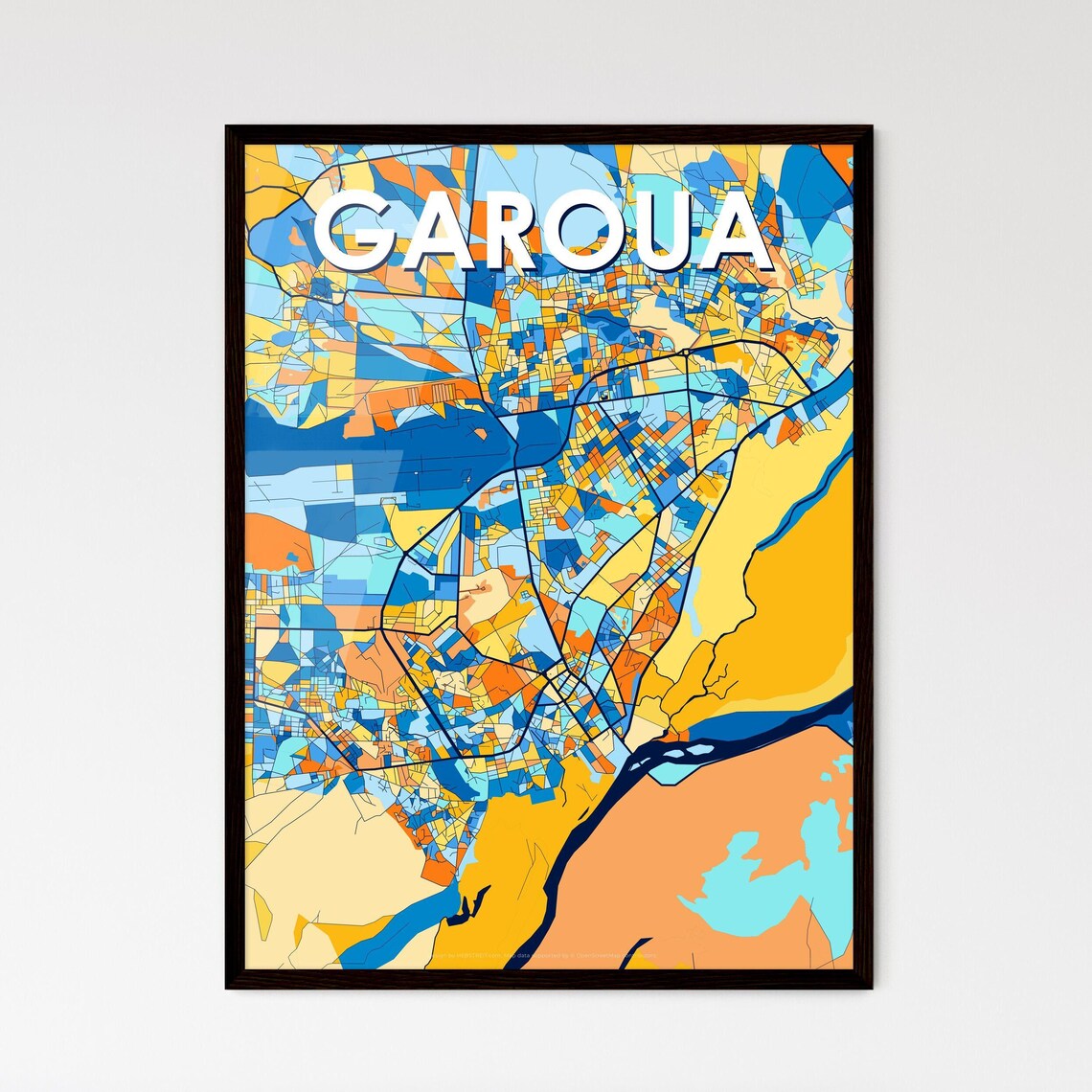 Garoua Cameroon Colorful Vibrant City Map Art Print Home Decor