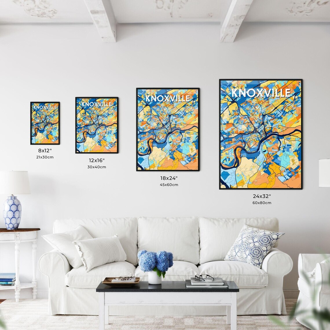 Knoxville Tennessee Blue Orange Bold River City Map Art Poster - Image 3