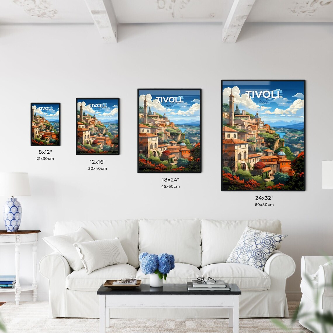 Tivoli Italy Hillside Old Town Towers Domes Red Roofs Poster - Image 3
