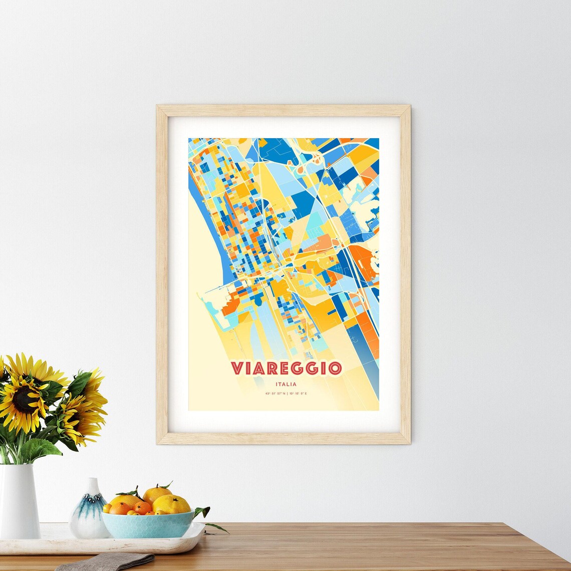 Viareggio Italy Tuscan Coast Colorful Blue Orange Art Poster - Image 2
