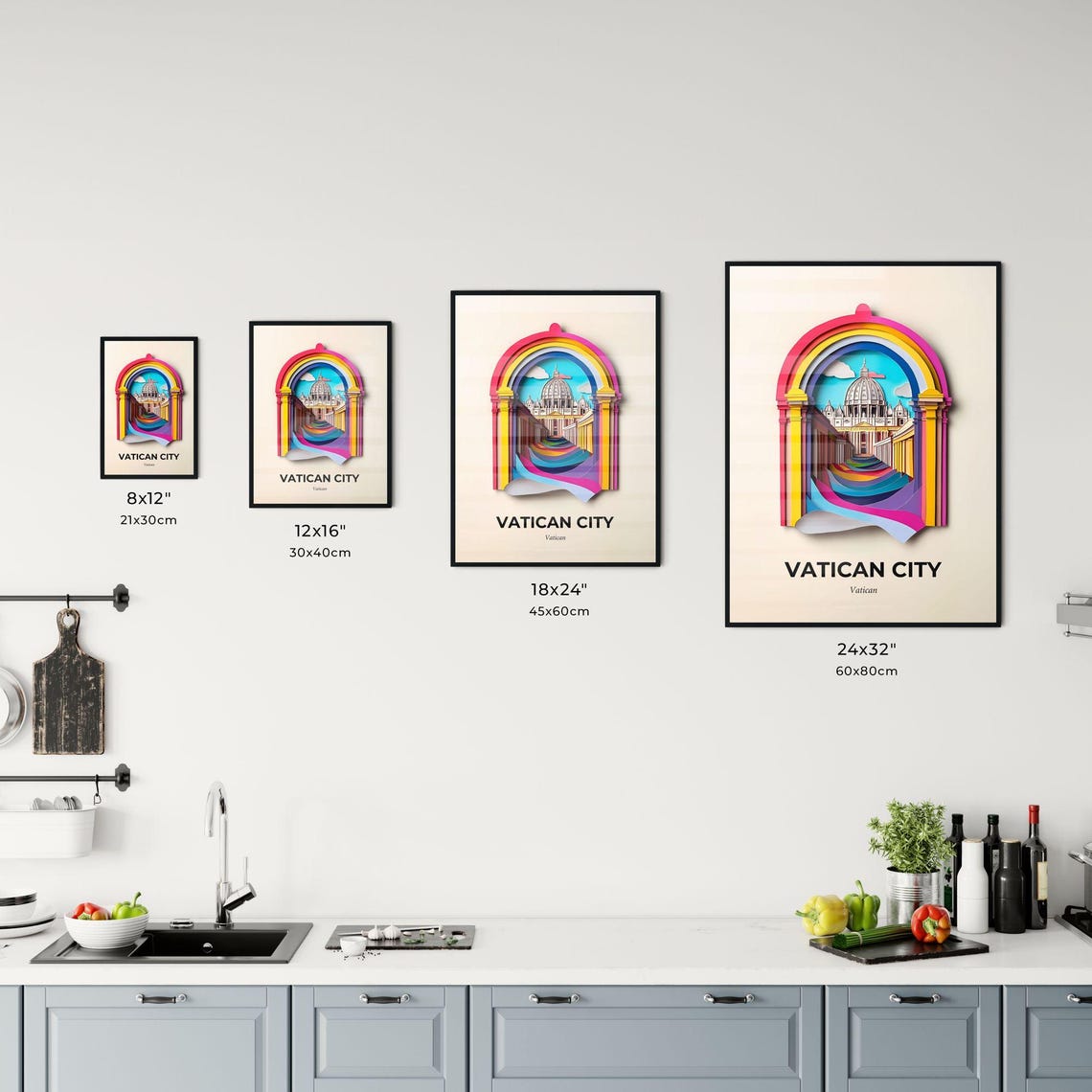 Vatican City St Peters Basilica Rainbow Arch Paper Cut Poster - Image 3