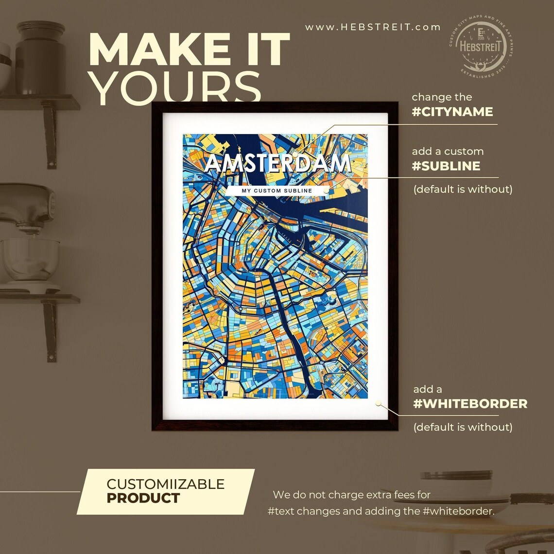 Amsterdam Netherlands Vibrant Street Map Artwork Colorful City Design Poster - Image 2
