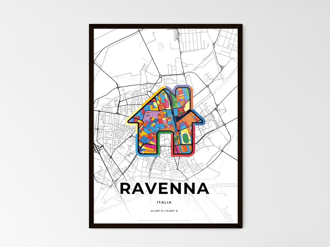 Ravenna Italy Minimalist Line Art Heart Shaped City Map Poster - Image 3