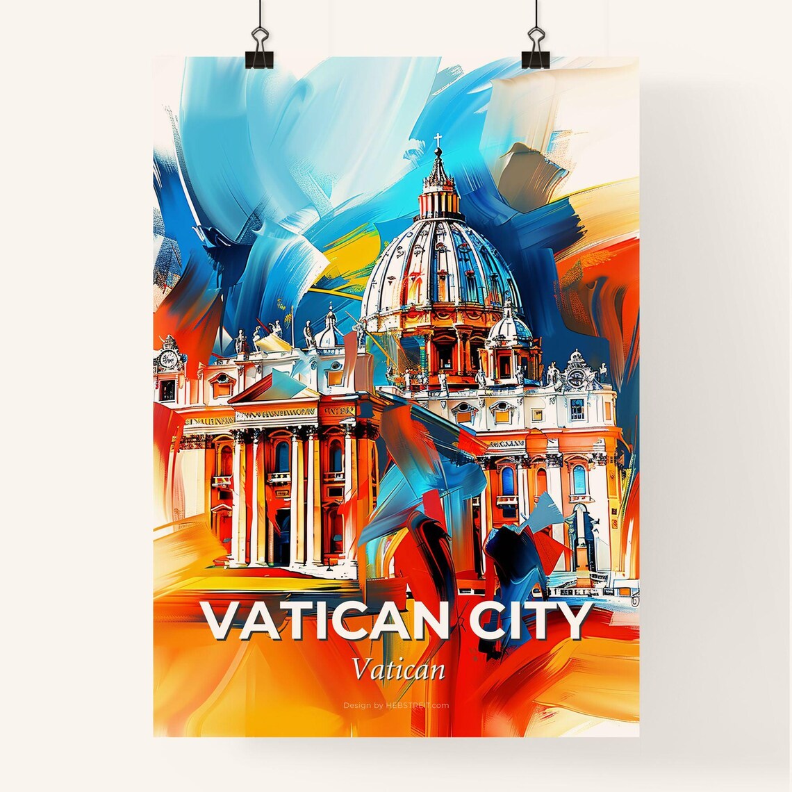 Vatican City St Peters Basilica Dome Colorful Abstract Art Poster - Image 4