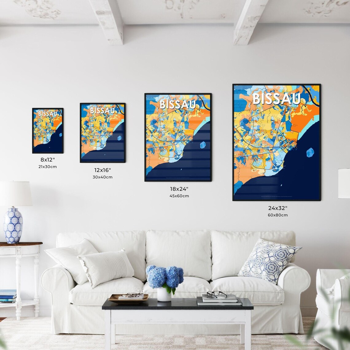 Bissau Guinea-Bissau Colorful City Street Map Blue Poster Art - Image 3