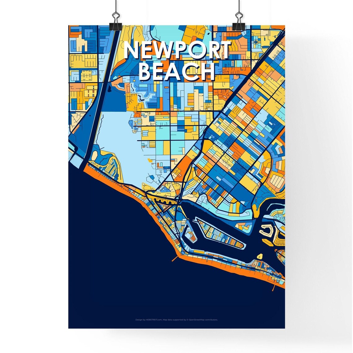 Newport Beach California Bold Colorful City Map Art Poster Great Hometown Gift - Image 4