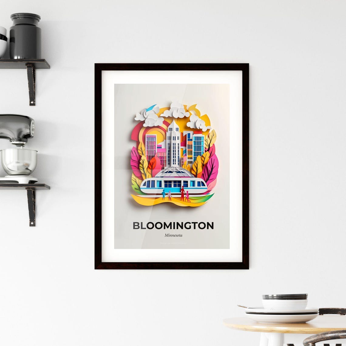 Bloomington Minnesota Skyline Train Colorful Paper Cut Poster - Image 2