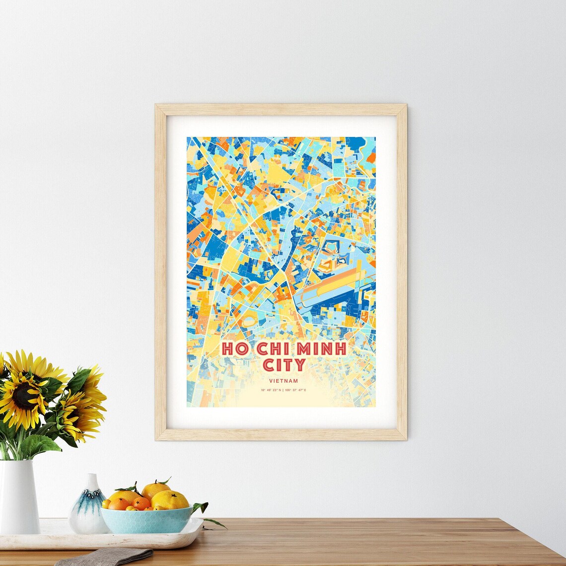 Vibrant Ho Chi Minh City Vietnam Blue Orange City Map Art Poster - Image 2
