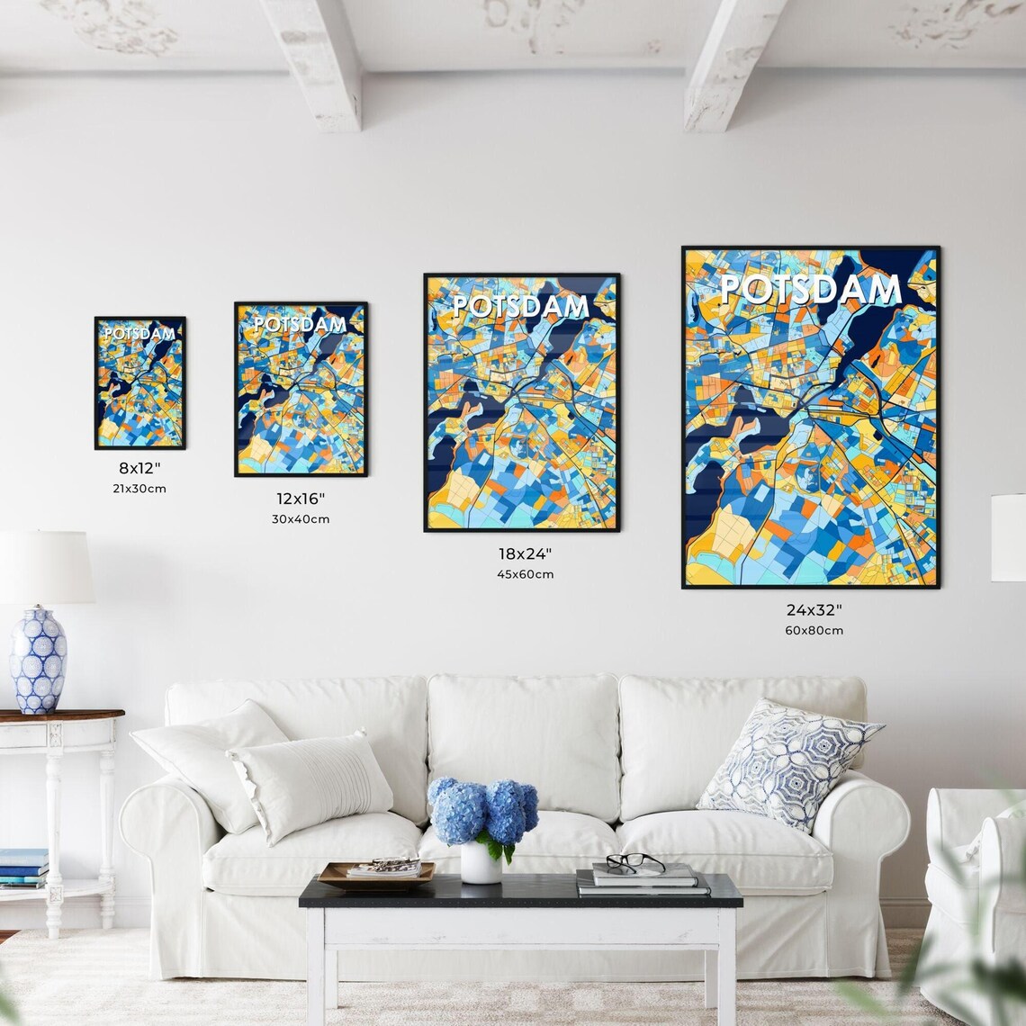 Potsdam Germany Colorful Modern City Lakes Map Artwork Poster - Image 3