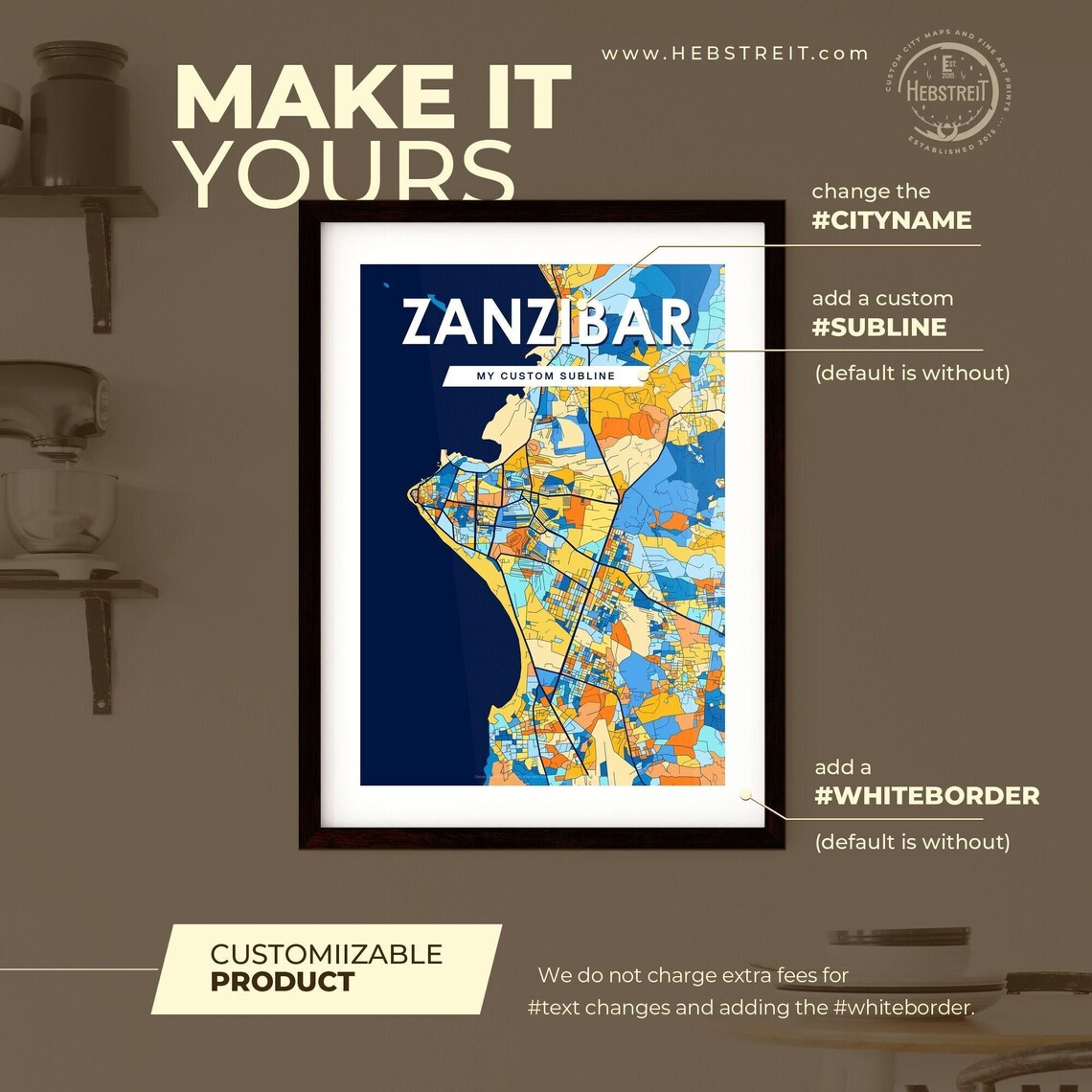 Zanzibar Tanzania Bold Vibrant Geometric Island Map Art Poster - Image 2
