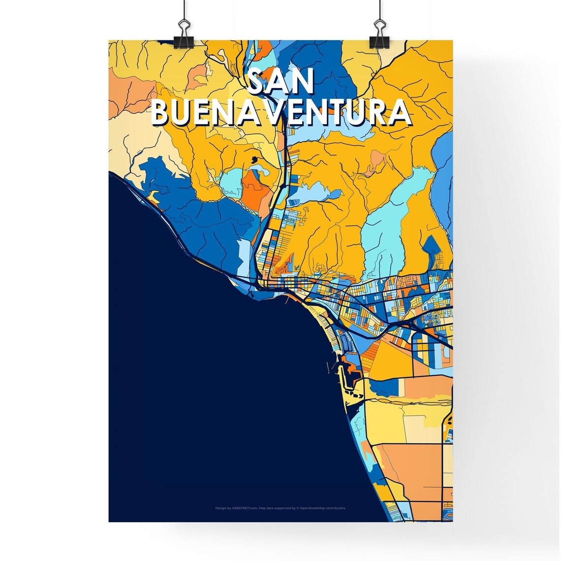 Colorful City Map Art Poster of San Buenaventura California for Home Decor - Image 4