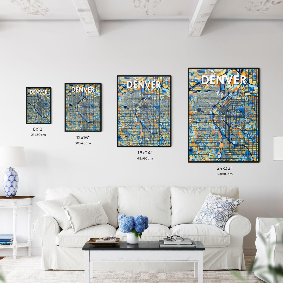 Denver Colorado Vibrant Colorful Geometric Street Grid City Map Art Poster - Image 3