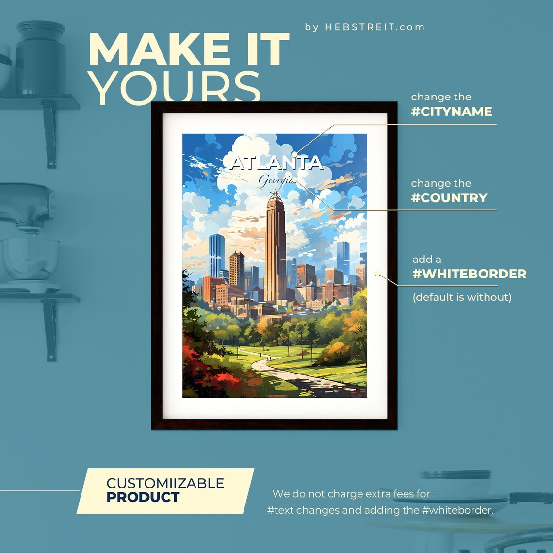 Atlanta Georgia Downtown Skyline Park Blue Sky Travel Poster - Image 2