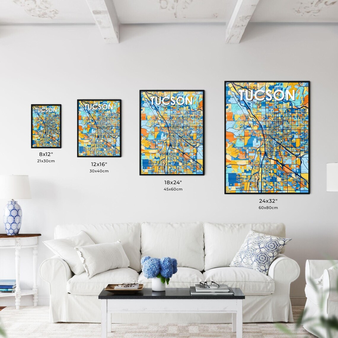 Tucson Arizona Desert City Map Colorful Art Print Wall Decor - Image 3