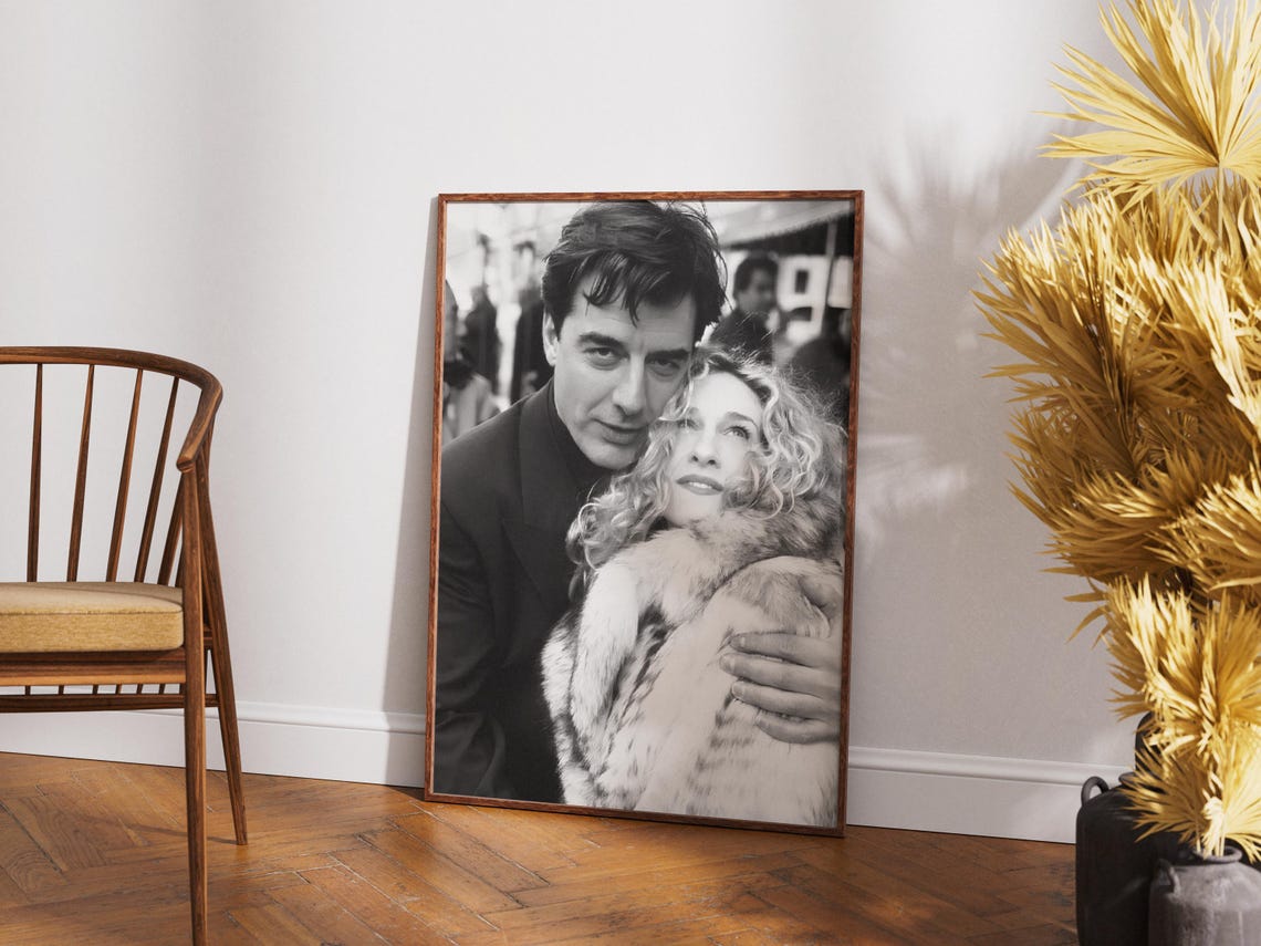 Mr Big And Carrie Bradshaw Poster Vogue Wall Art Black And White Print Sex And The City Poster Fashion Wall Art Hollywood Poster Retro Print - Image 2