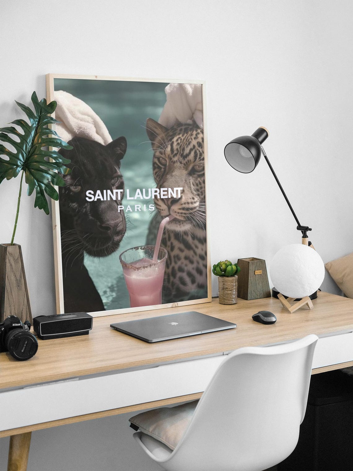 Saint Laurent Paris Panther and Leopard Cocktail Party Art Poster - Image 2
