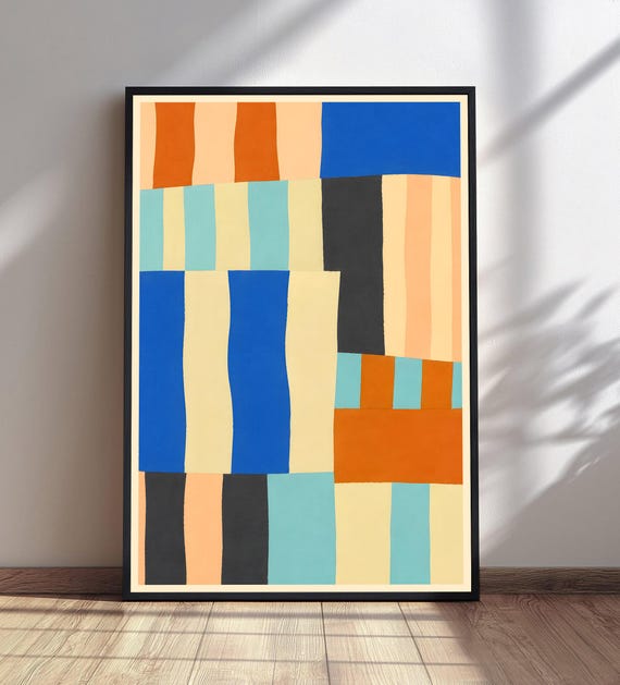 Abstract Geometric Rectangle Stripes Art Print