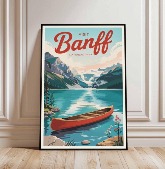 Banff National Park Travel Print Wall Decor Home Canada Illustration Poster Gift For