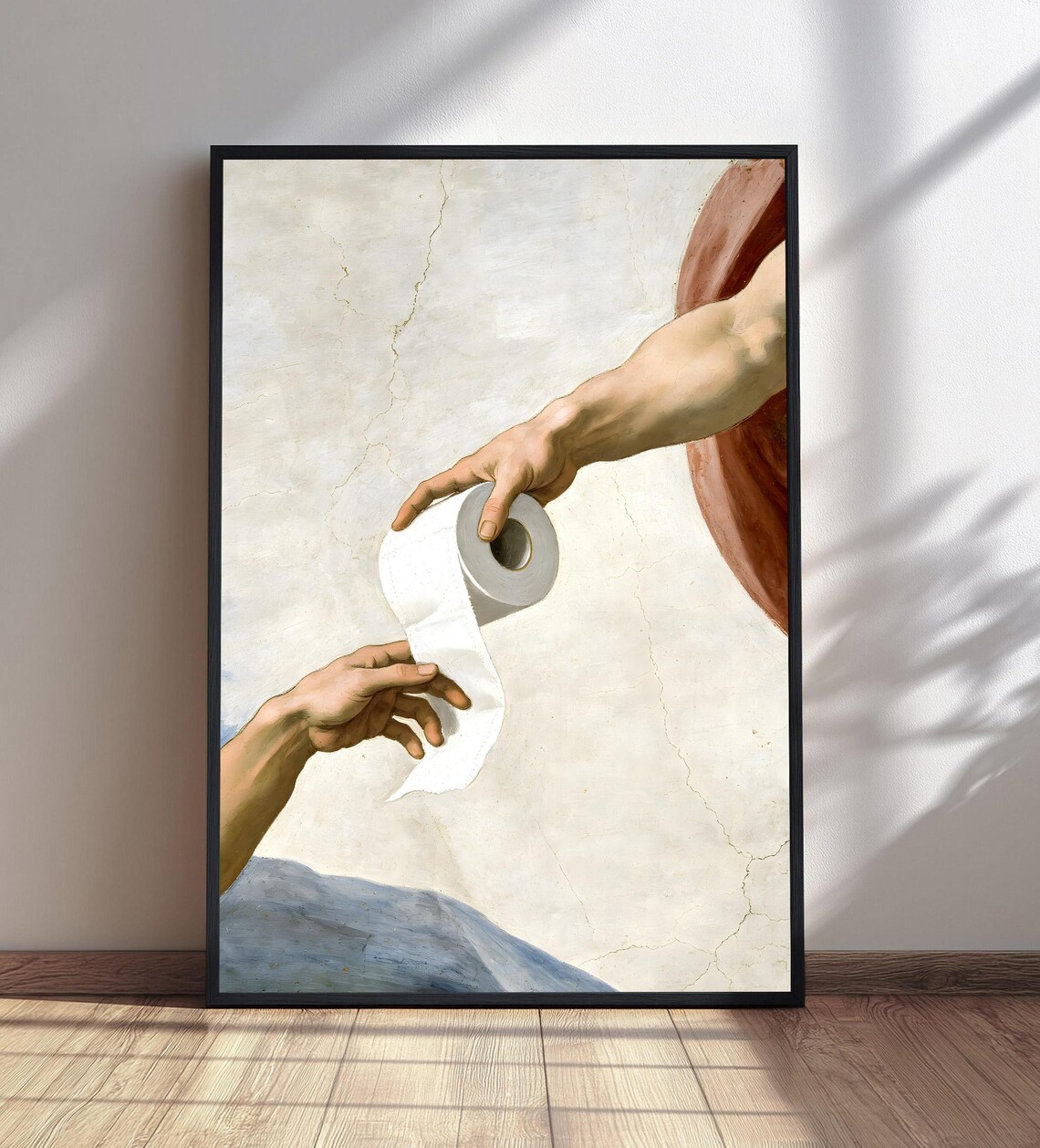 Creation of Adam Toilet Paper Funny Renaissance Parody Poster