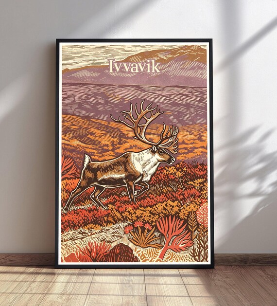Ivvavik Reindeer Autumn Tundra Vintage Travel National Park Poster