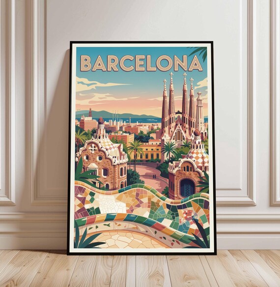 Barcelona Travel Poster, City Design