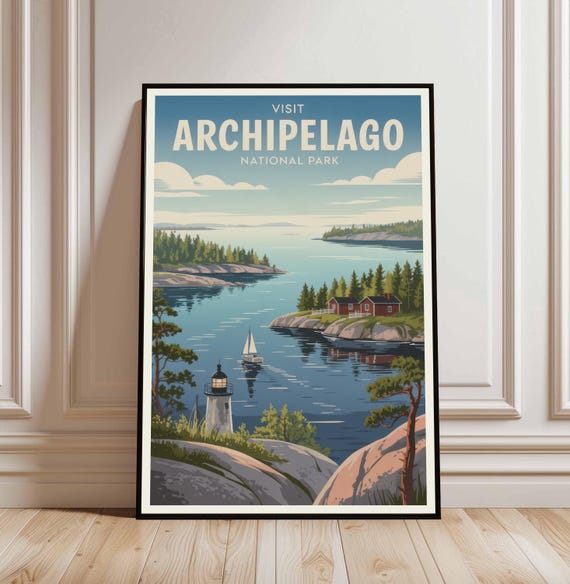 Mingan Archipelago National Park Poster Canada Travel Landscape Print Illustration Art