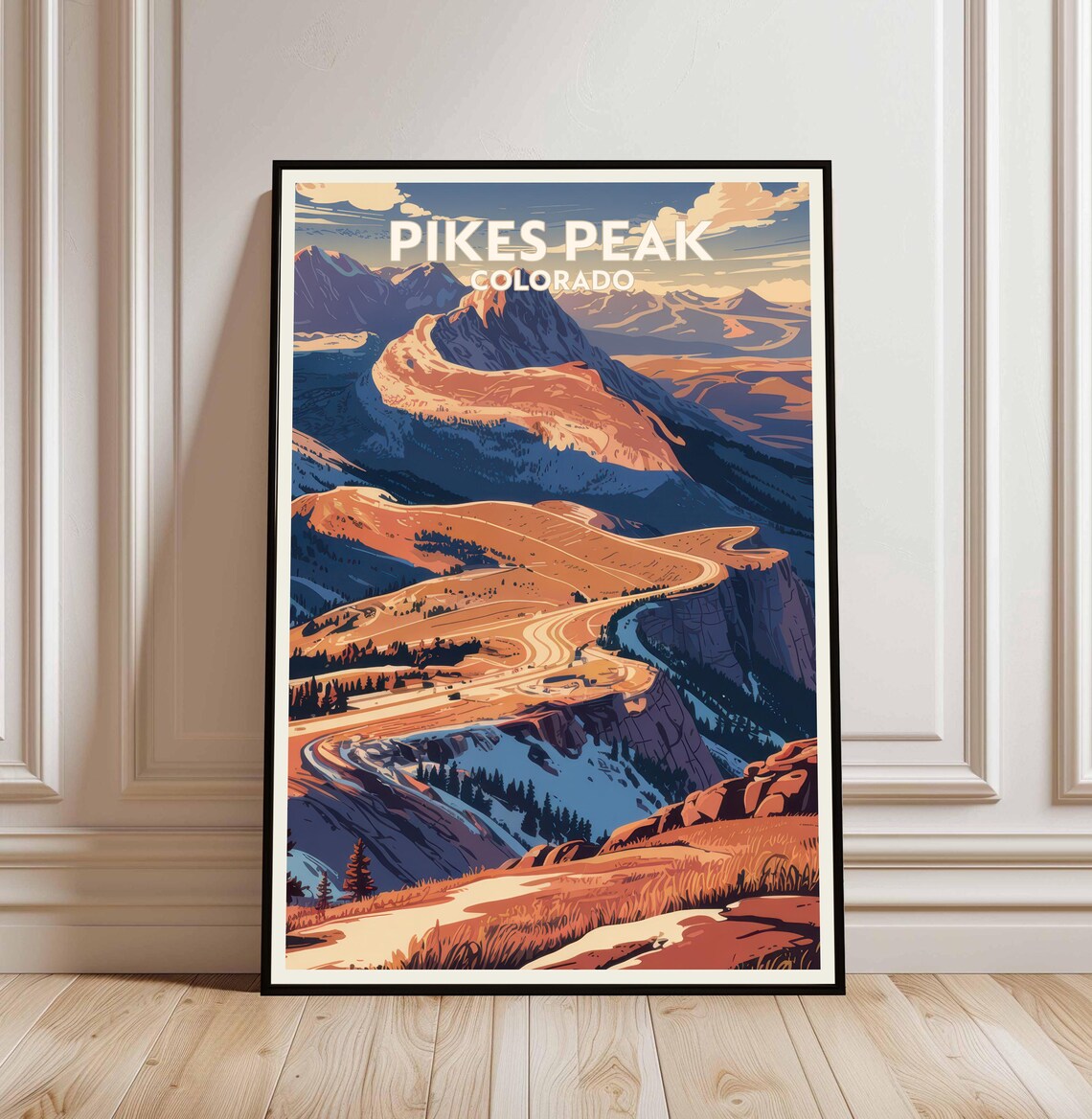 Pikes Peak Colorado Summit Winding Road Mountain Travel Art Poster