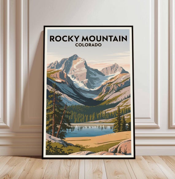 Rocky Mountain National Park Poster Colorado Travel Print Home Decor Wall Art Painting Hiking Gift