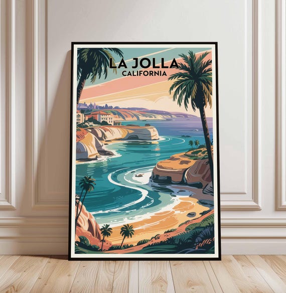 La Jolla California Travel Poster San Diego Wall Art