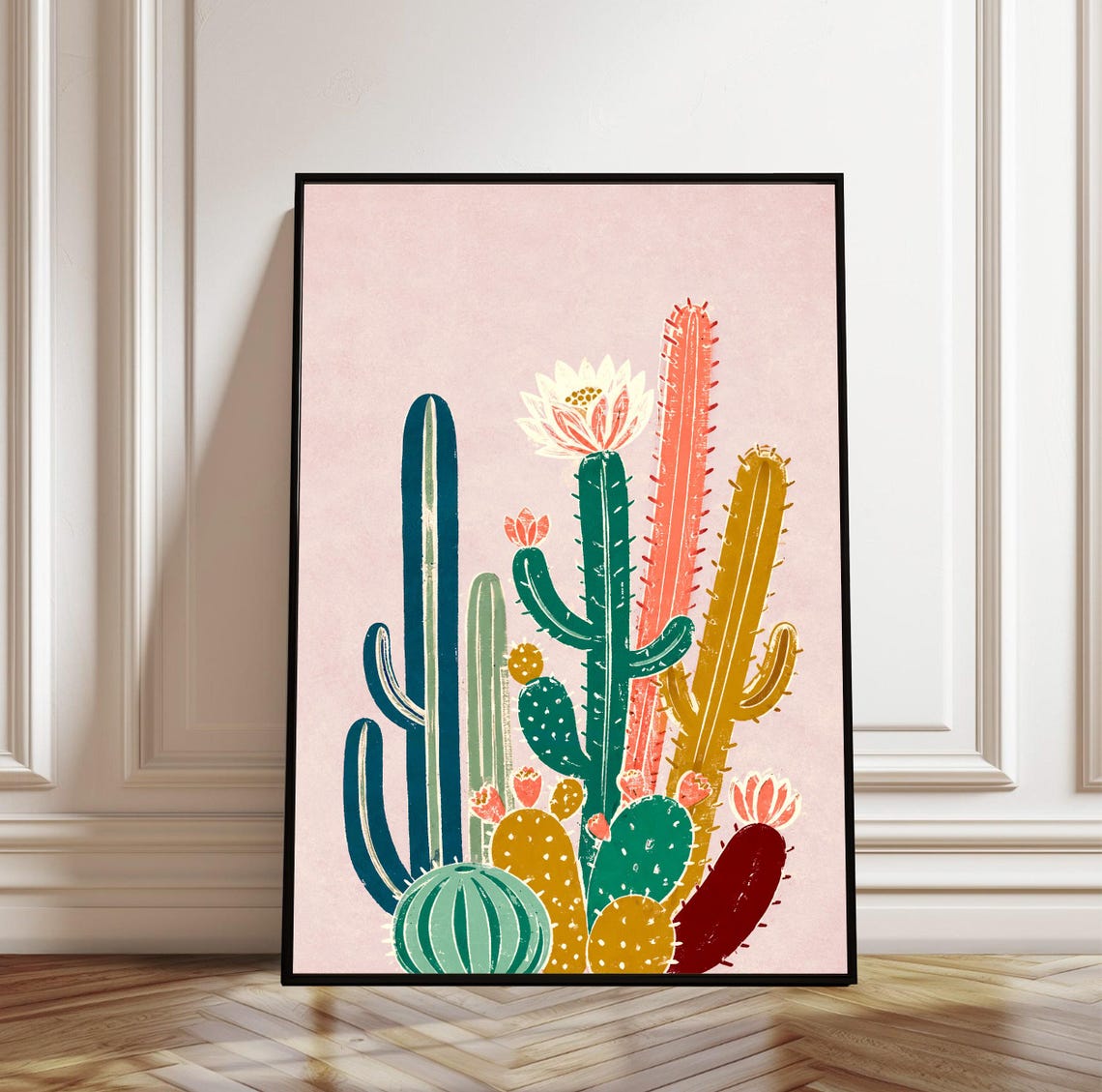 Cactus Succulent Art Print Botanical Wall Decor Desert Floral Poster Pink Boho