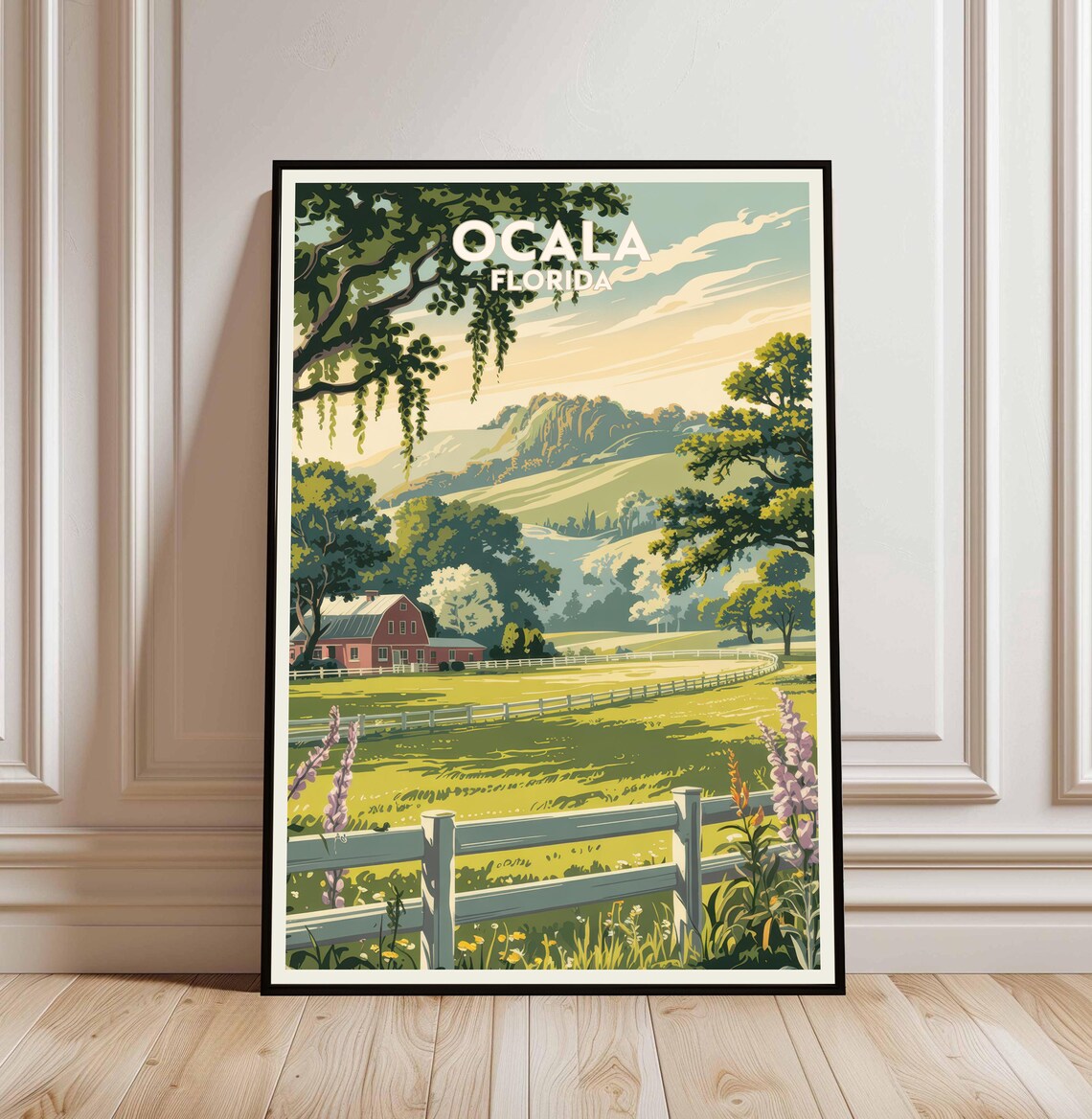 Ocala FL Watercolor Travel Poster, Housewarming Gift