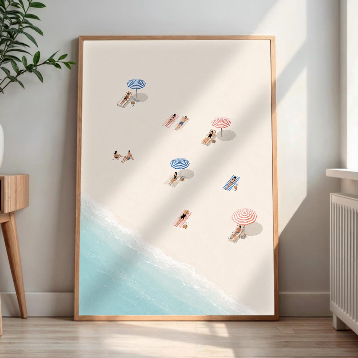 Aerial Beach Umbrellas Minimalist Coastal Summer Vacation Wall Poster