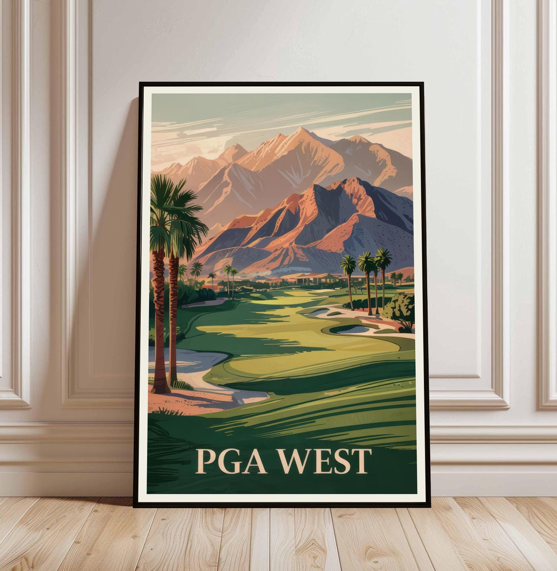 PGA West Desert Golf Course Palm Mountain Sunset Travel Poster