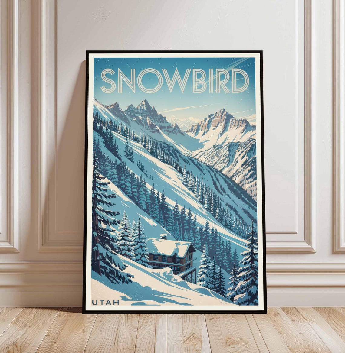 Snowbird Utah Vintage Ski Travel Poster Snowy Mountain Wall Decor