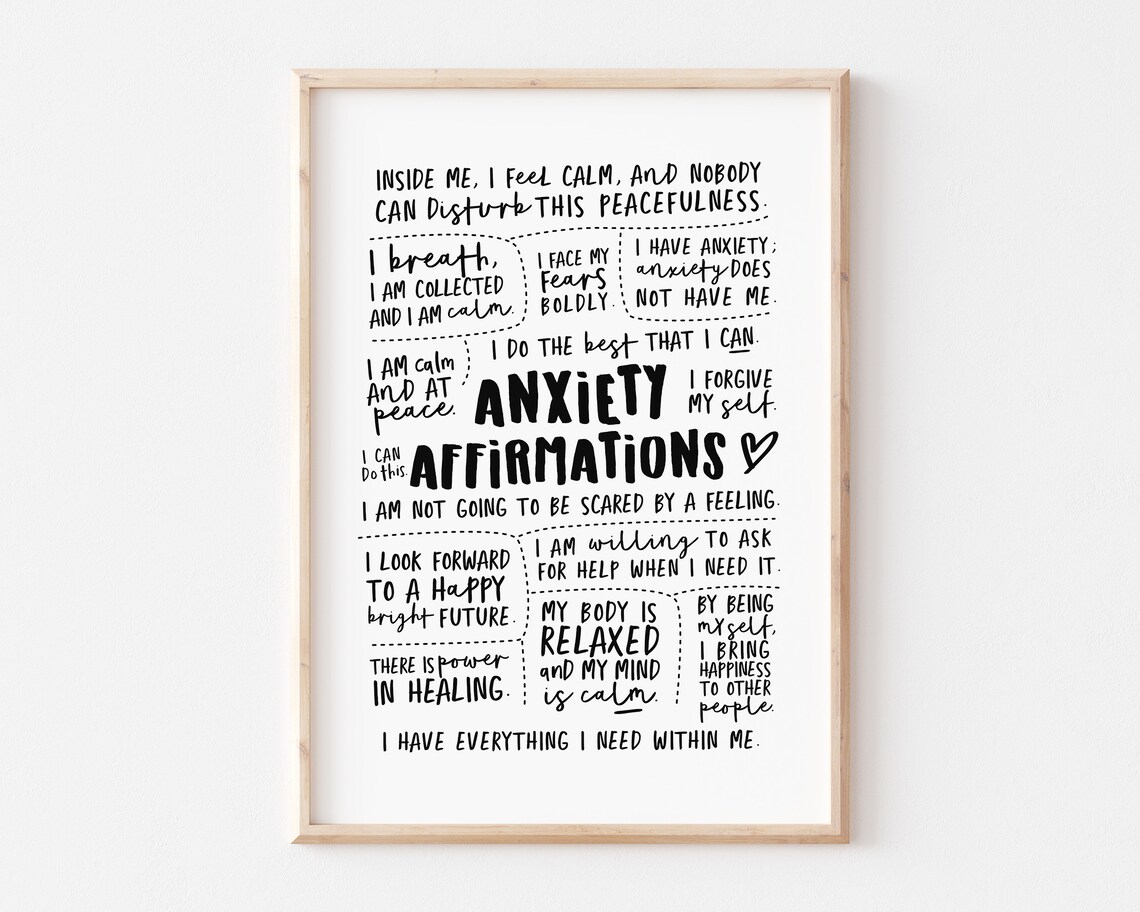 Anxiety Relief Affirmations Poster, Therapy Office Decor - Image 2