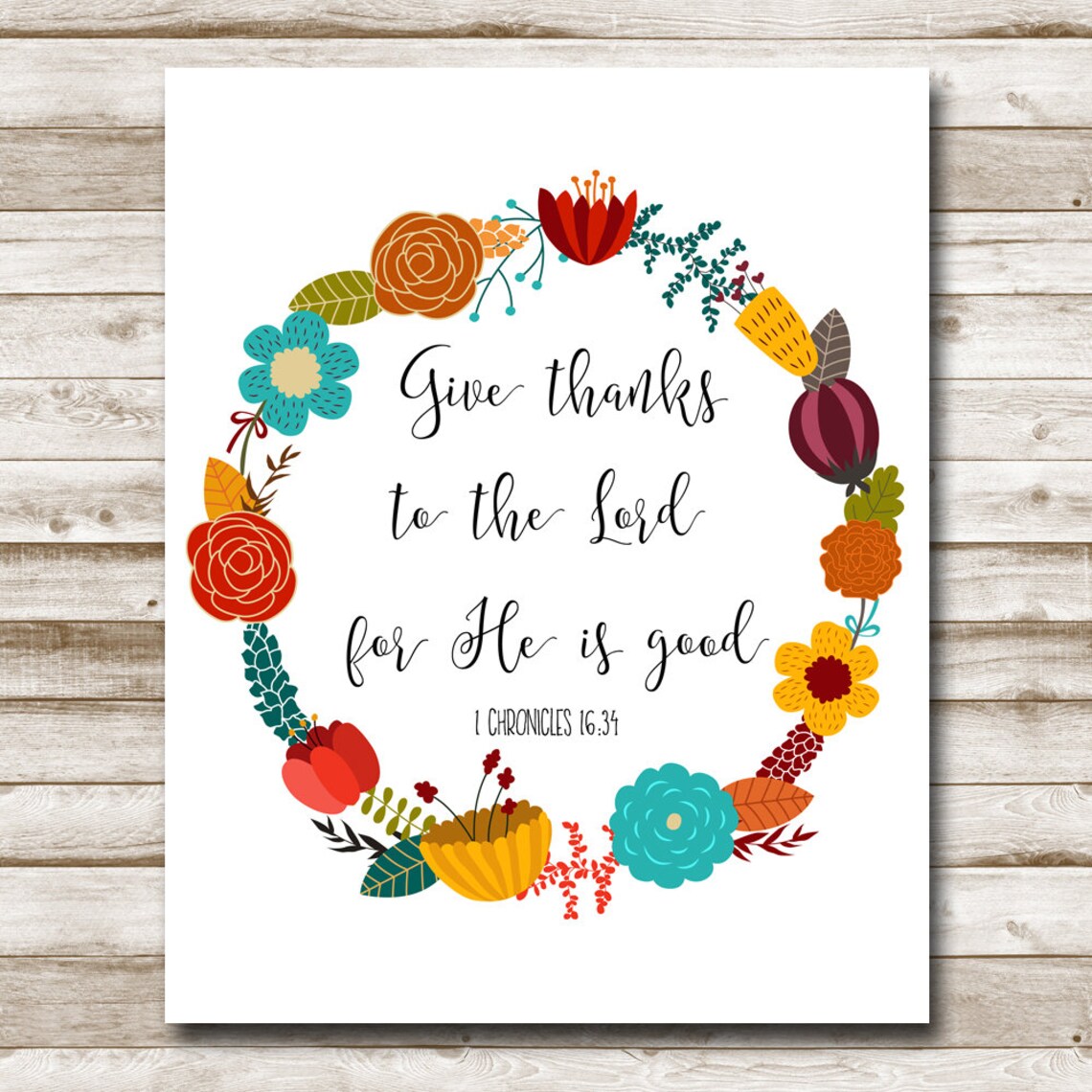 Give Thanks to the Lord Bible Verse Floral Wreath - Image 4