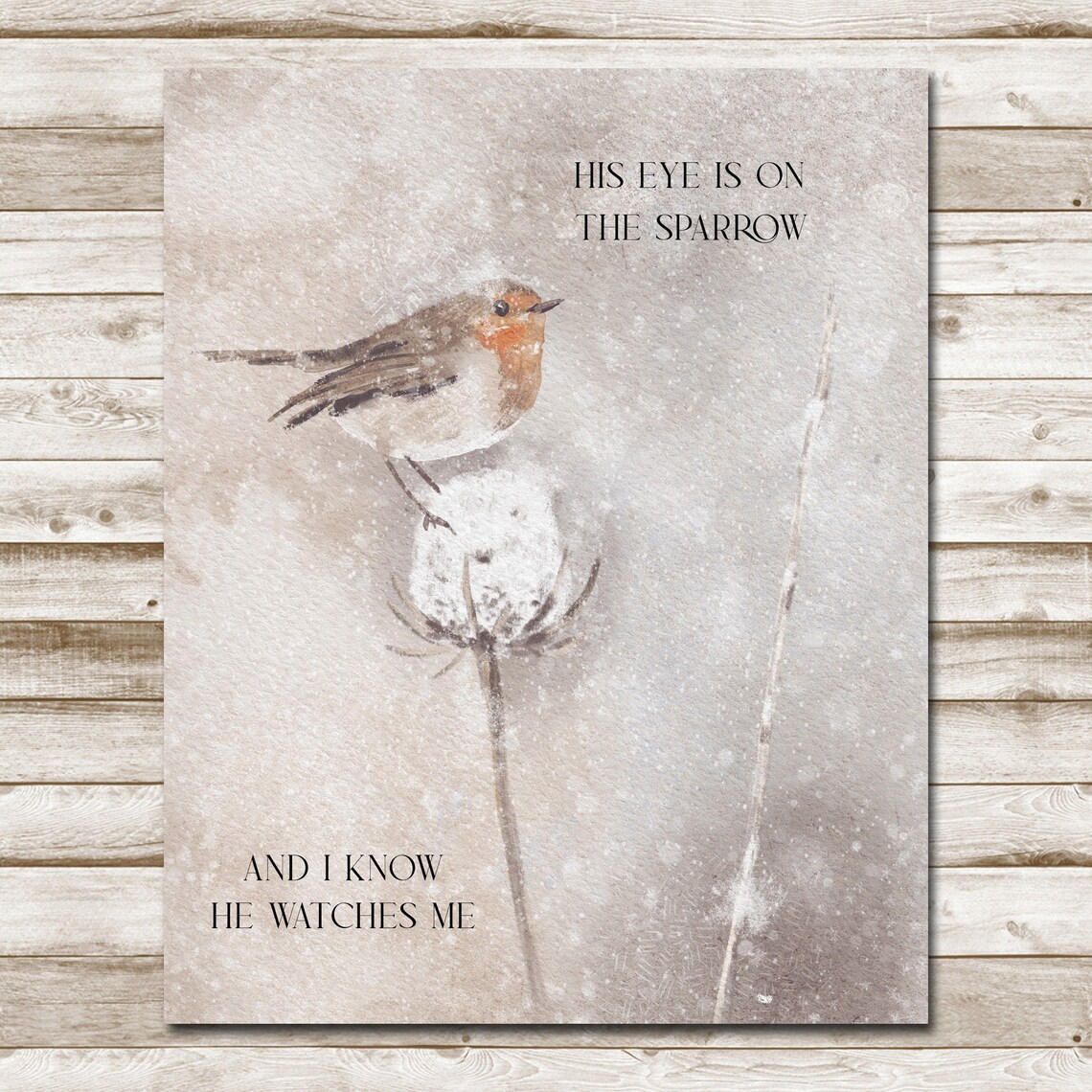 His Eye Is On The Sparrow Christian Song Art Print - Image 4