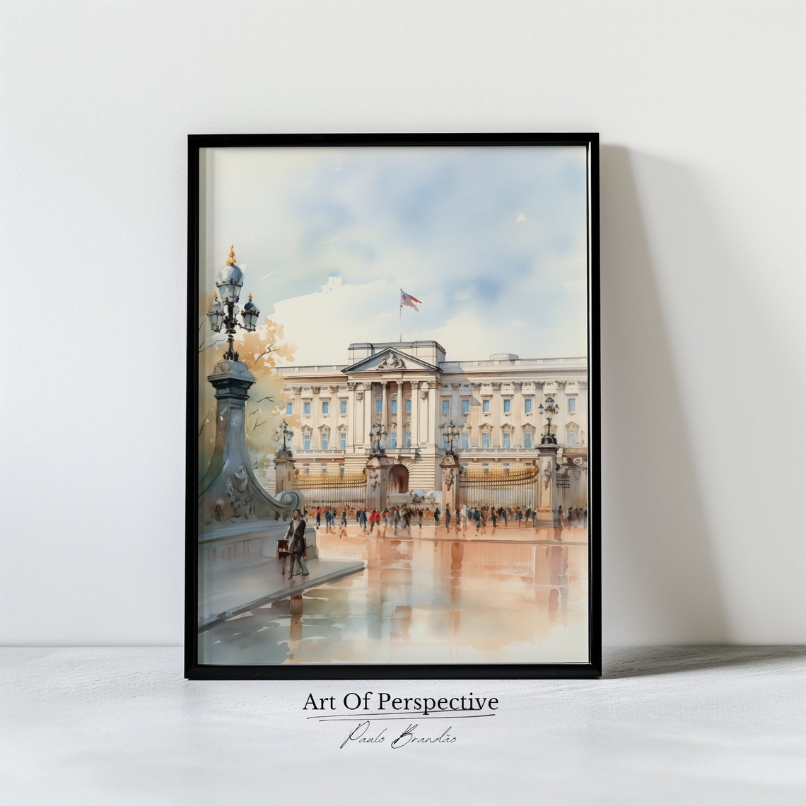 Buckingham Palace London Royal Watercolor Style Cityscape Poster