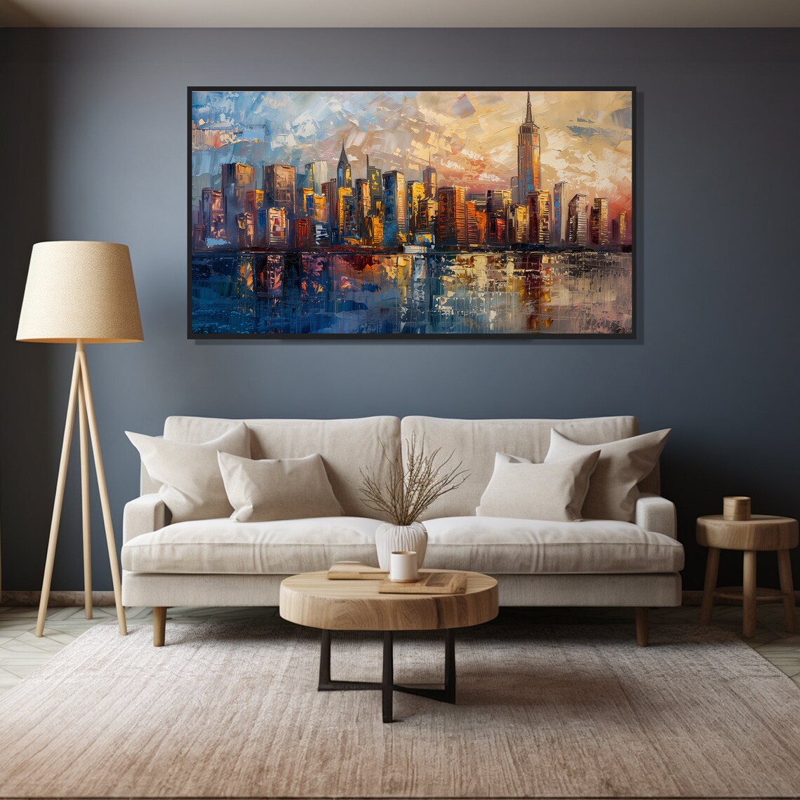 New York Skyline Painting Sunrise Manhattan Empire State View Poster - Image 4