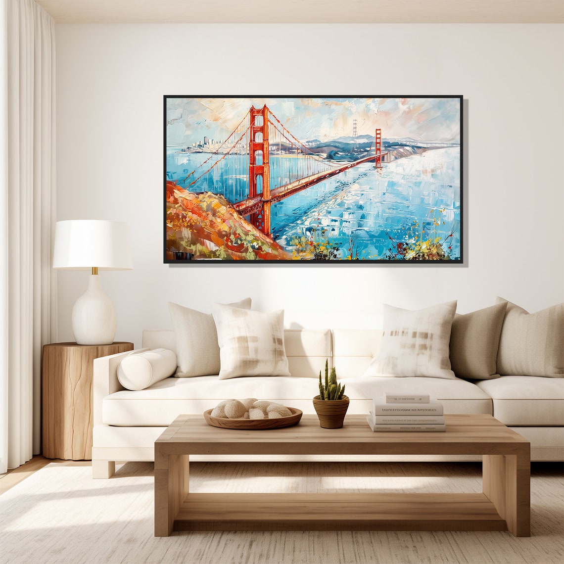 Golden Gate Bridge Modern Abstract Painting Wall Art Print Frame Tv Art Tv - Image 5