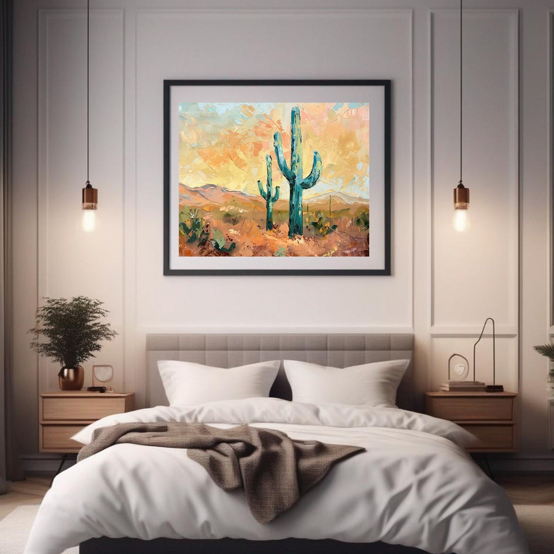 Desert Sunrise Oil Painting Wall Art Print Frame Tv Art Tv - Image 2