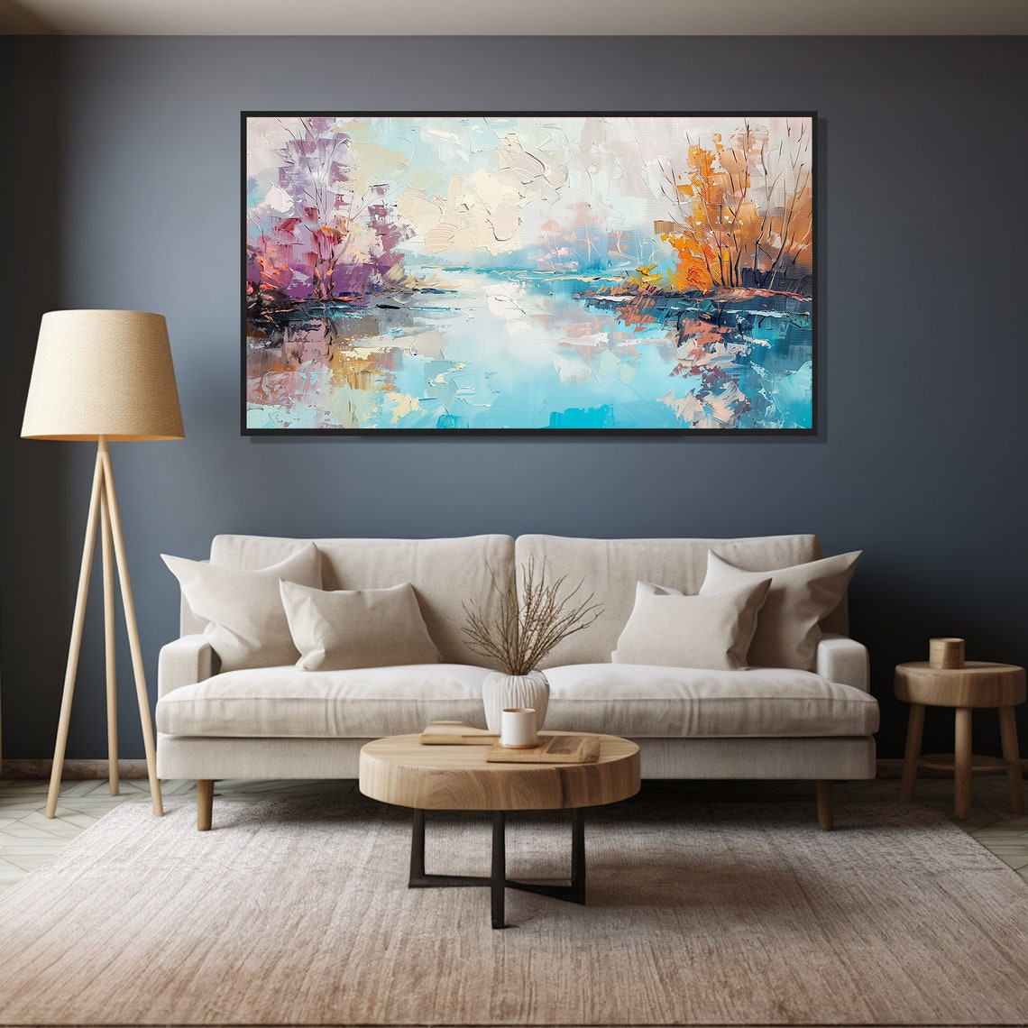 Cold Icy Lake Modern Abstract Painting Wall Art Print Frame Tv Art Tv - Image 4