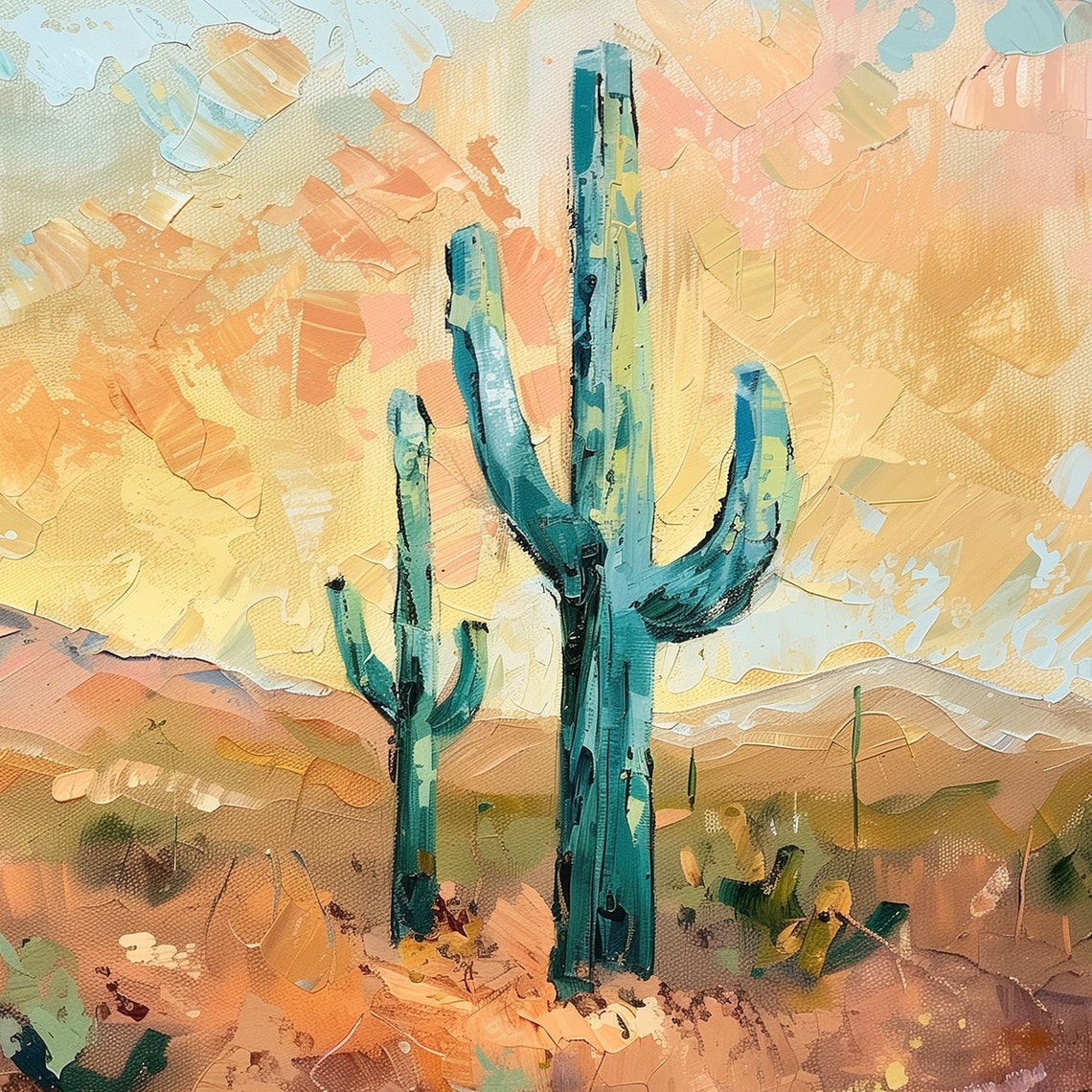 Desert Sunrise Oil Painting Wall Art Print Frame Tv Art Tv - Image 6