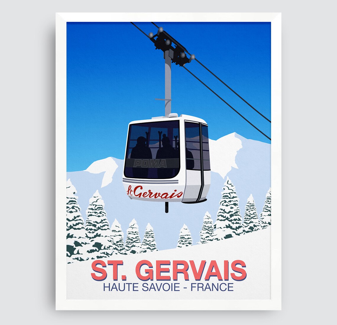St Gervais Ski Poster, Alpine Resort Travel Poster - Image 3