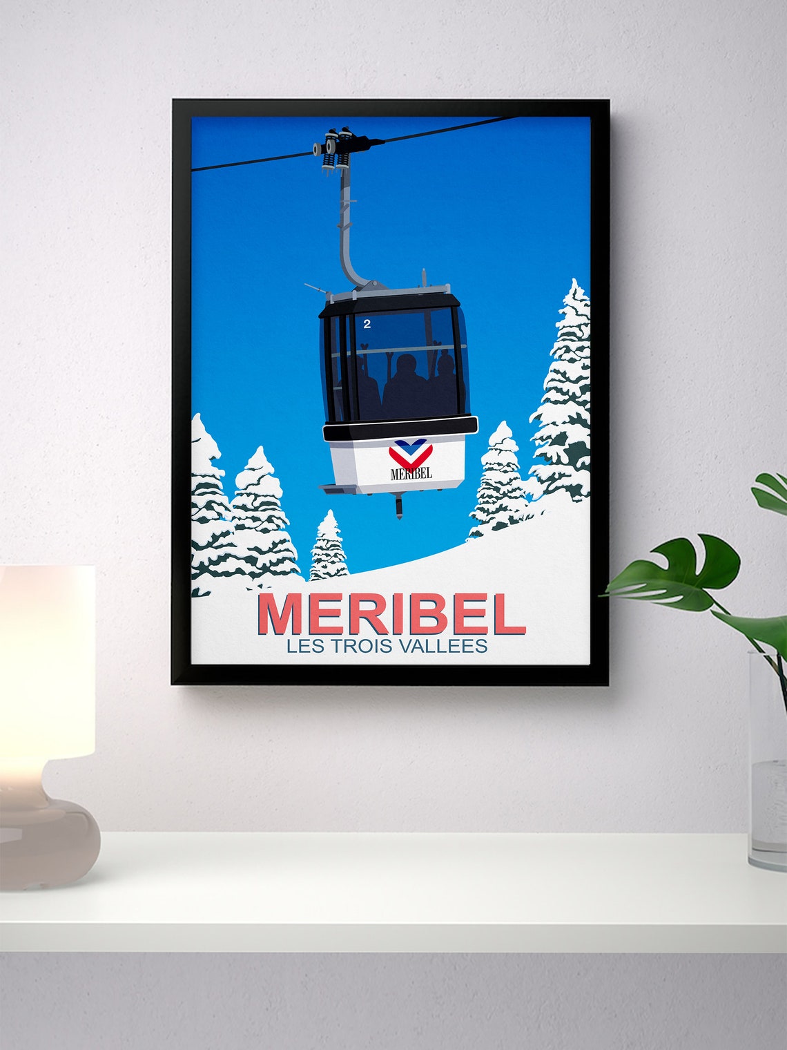 Meribel France Gondola Cable Car Les Trois Vallees Ski Travel Poster - Image 4