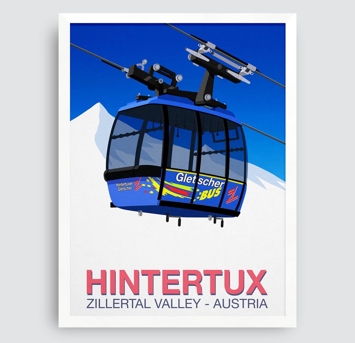 Hintertux Ski Resort Travel Poster, Ski Print - Image 3