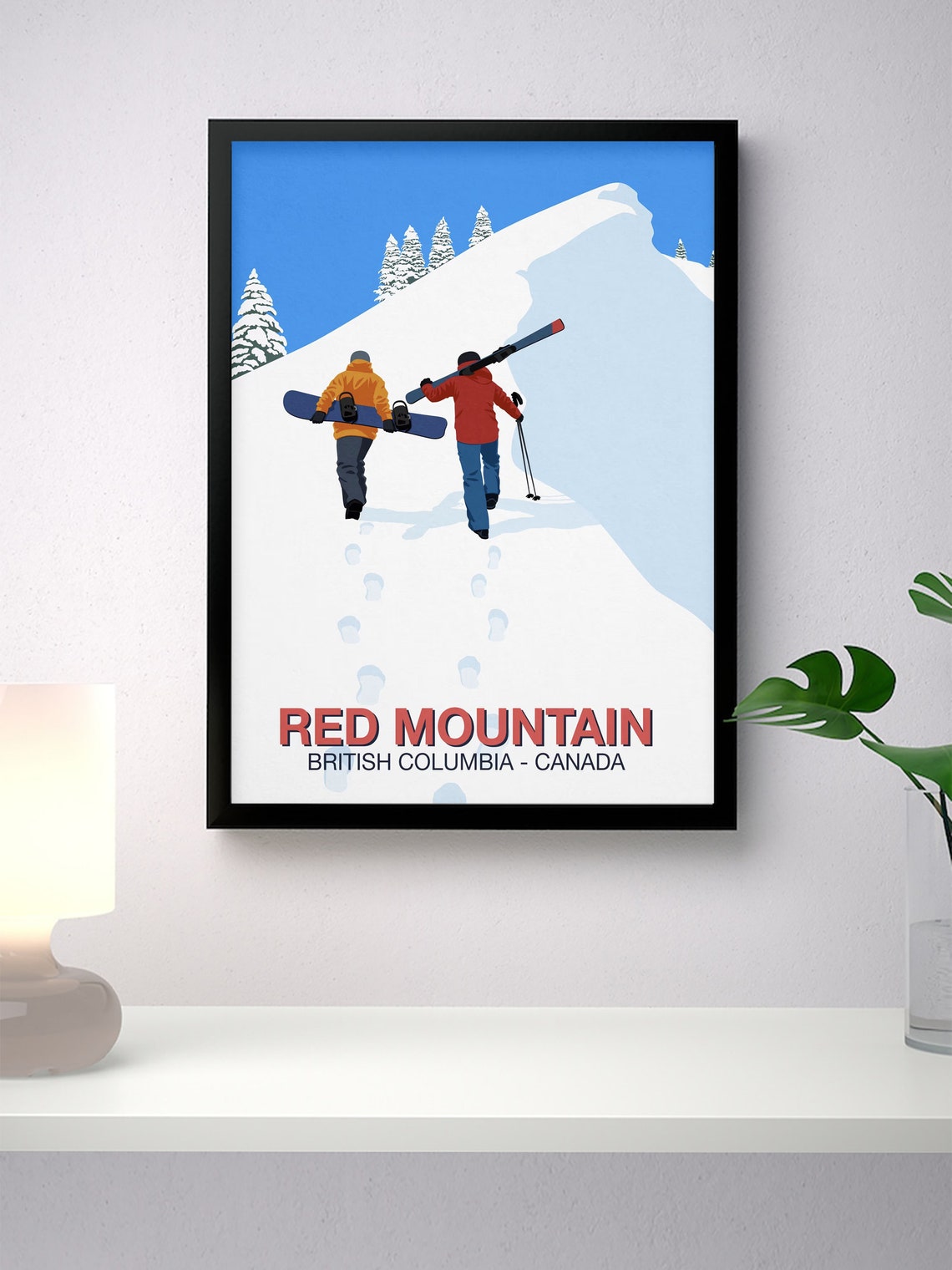 Red Mountain British Columbia Ski Poster Canada Hiking Peaks Art - Image 4